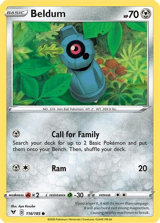SWSH04 Vivid Voltage  116/185 Beldum  - Reverse Holofoil - Common
