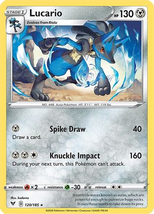 SWSH04 Vivid Voltage  120/185 Lucario  - Reverse Holofoil - Rare