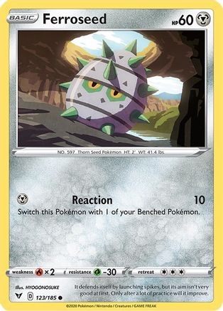 SWSH04 Vivid Voltage  123/185 Ferroseed  - Reverse Holofoil - Common