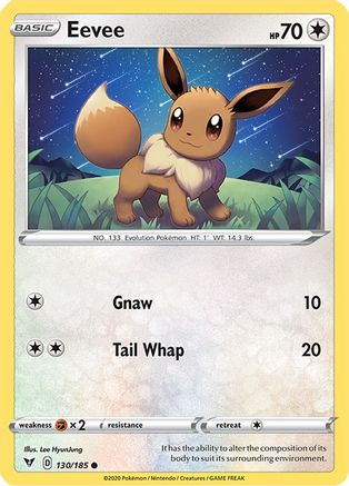 SWSH04 Vivid Voltage  130/185 Eevee  - Reverse Holofoil - Common