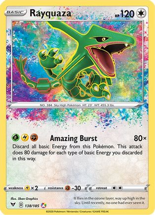 SWSH04 Vivid Voltage  138/185 Rayquaza  - Holofoil - Amazing Rare