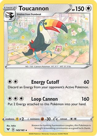 SWSH04 Vivid Voltage  145/185 Toucannon  - Reverse Holofoil - Rare