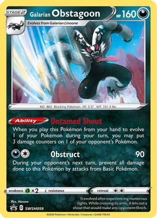 SWSH Sword & Shield Promo Cards  SWSH059 Galarian Obstagoon  - Holofoil - Promo
