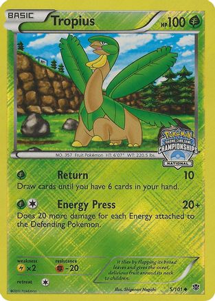 League & Championship Cards /101 Tropius - 5/101 (National Championships)  - Reverse Holofoil - Promo