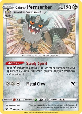 Deck Exclusives  128/202 Galarian Perrserker 128/202 (SWSH Base Set)  - Rare