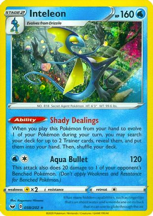 Miscellaneous Cards & Products  058/202 Inteleon  - Holofoil - Promo