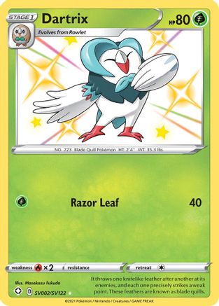 Shining Fates Shiny Vault  SV002/SV122 Dartrix  - Holofoil - Shiny Holo Rare