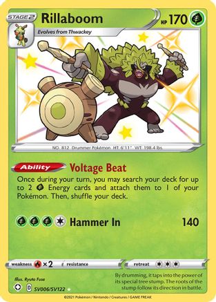 Shining Fates Shiny Vault  SV006/SV122 Rillaboom  - Holofoil - Shiny Holo Rare