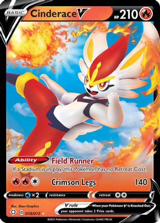 Shining Fates  018/072 Cinderace V  - Holofoil - Ultra Rare