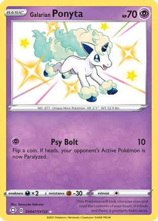 Shining Fates Shiny Vault  SV047/SV122 Galarian Ponyta  - Holofoil - Shiny Holo Rare