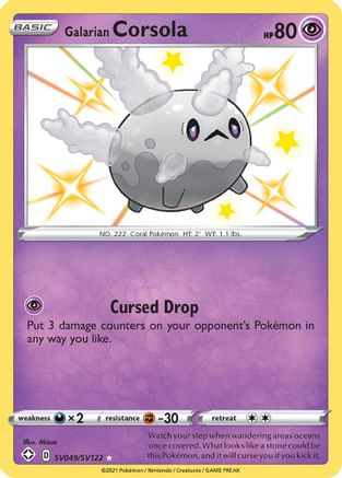 Shining Fates Shiny Vault  SV049/SV122 Galarian Corsola  - Holofoil - Shiny Holo Rare