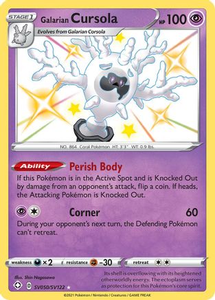 Shining Fates Shiny Vault  SV050/SV122 Galarian Cursola  - Holofoil - Shiny Holo Rare