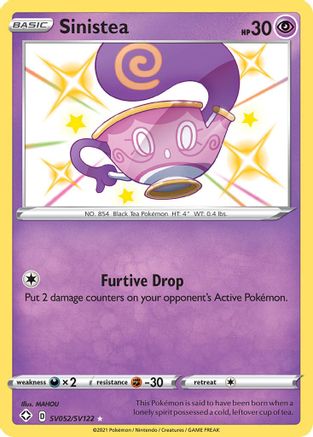 Shining Fates Shiny Vault  SV052/SV122 Sinistea  - Holofoil - Shiny Holo Rare