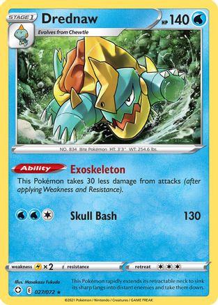 Shining Fates  027/072 Drednaw  - Reverse Holofoil - Rare