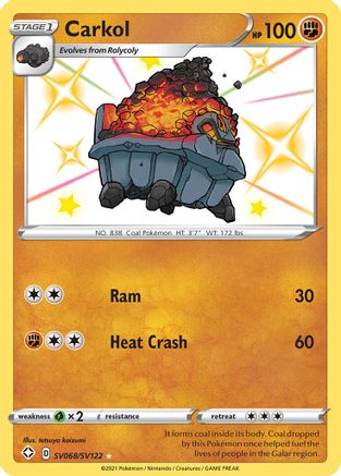 Shining Fates Shiny Vault  SV068/SV122 Carkol  - Holofoil - Shiny Holo Rare