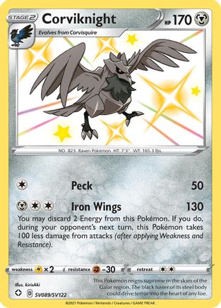Shining Fates Shiny Vault  SV089/SV122 Corviknight  - Holofoil - Shiny Holo Rare
