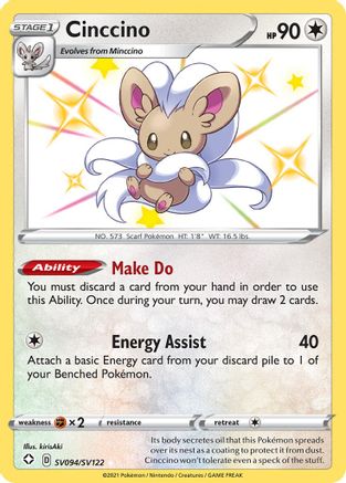 Shining Fates Shiny Vault  SV094/SV122 Cinccino  - Holofoil - Shiny Holo Rare