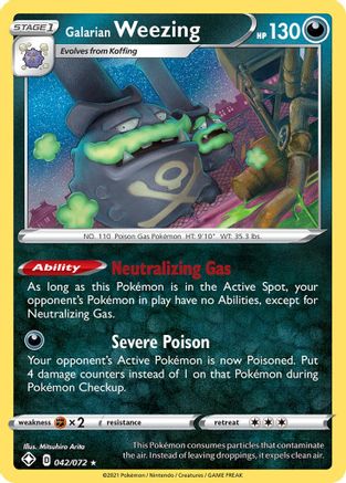 Shining Fates  042/072 Galarian Weezing  - Reverse Holofoil - Holo Rare