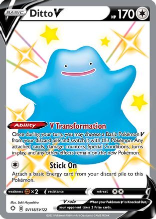 Shining Fates Shiny Vault  SV118/SV122 Ditto V  - Holofoil - Shiny Holo Rare