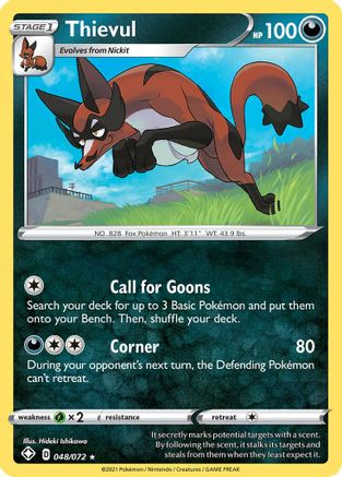 Shining Fates  048/072 Thievul  - Reverse Holofoil - Holo Rare
