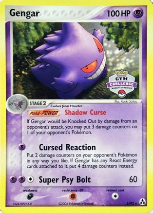 League & Championship Cards /92 Gengar - 5/92 (Gym Challenge)  - Promo