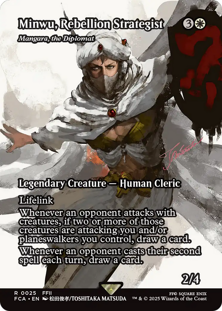 FINAL FANTASY: Through the Ages / Minwu, Rebellion Strategist - (FCA-025) - Minwu, Rebellion Strategist - Mangara, the Diplomat (Showcase) (Borderless) Foil