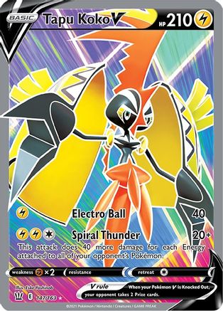 SWSH05 Battle Styles  147/163 Tapu Koko V (Full Art)  - Holofoil - Ultra Rare