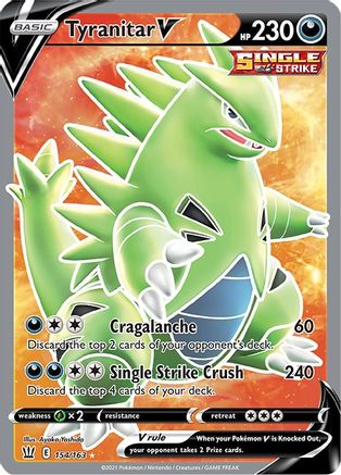 SWSH05 Battle Styles  154/163 Tyranitar V (Full Art)  - Holofoil - Ultra Rare