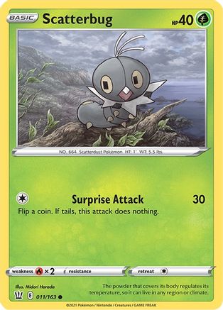 SWSH05 Battle Styles  011/163 Scatterbug  - Reverse Holofoil - Common