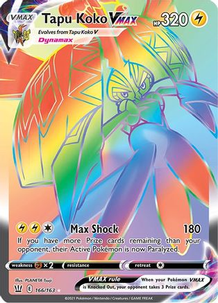 SWSH05 Battle Styles  166/163 Tapu Koko VMAX (Secret)  - Holofoil - Secret Rare