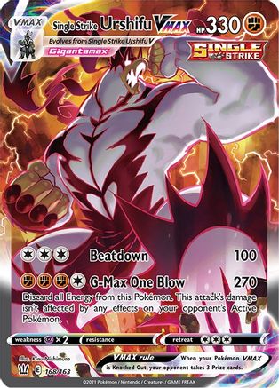 SWSH05 Battle Styles  168/163 Single Strike Urshifu VMAX (Alternate Art Secret)  - Holofoil - Secret Rare