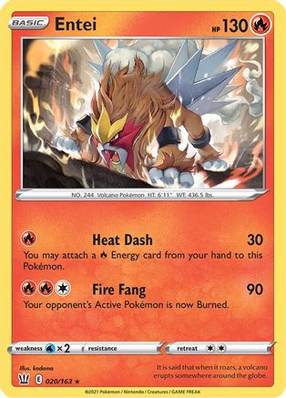 SWSH05 Battle Styles  020/163 Entei  - Holofoil - Holo Rare