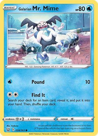 SWSH05 Battle Styles  034/163 Galarian Mr. Mime  - Common