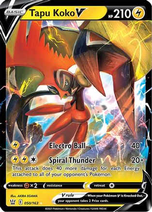 SWSH05 Battle Styles  050/163 Tapu Koko V  - Holofoil - Ultra Rare