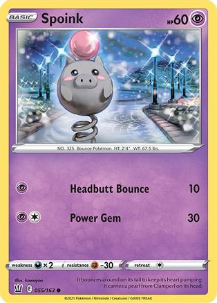 SWSH05 Battle Styles  055/163 Spoink  - Reverse Holofoil - Common