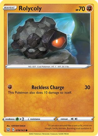 SWSH05 Battle Styles  078/163 Rolycoly  - Reverse Holofoil - Common
