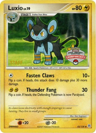 League & Championship Cards /130 Luxio - 52/130 (State Championships) [Staff]  - Promo