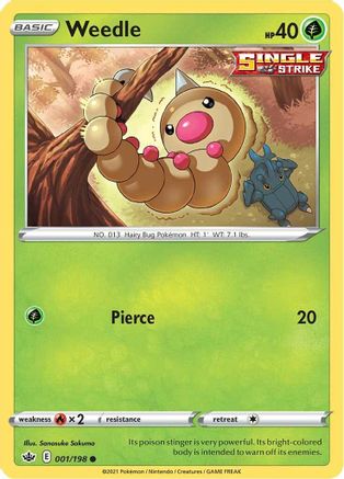 SWSH06 Chilling Reign  001/198 Weedle  - Common