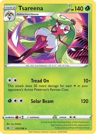 SWSH06 Chilling Reign  015/198 Tsareena  - Reverse Holofoil - Rare