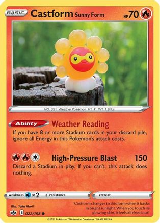 SWSH06 Chilling Reign  022/198 Castform Sunny Form  - Reverse Holofoil - Common
