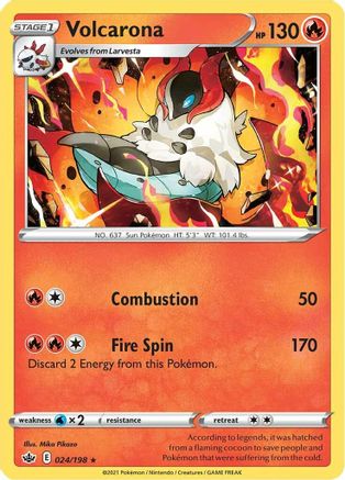SWSH06 Chilling Reign  024/198 Volcarona  - Reverse Holofoil - Rare