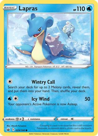 SWSH06 Chilling Reign  029/198 Lapras  - Reverse Holofoil - Common