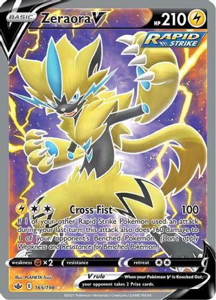 SWSH06 Chilling Reign  165/198 Zeraora V (Full Art)  - Holofoil - Ultra Rare