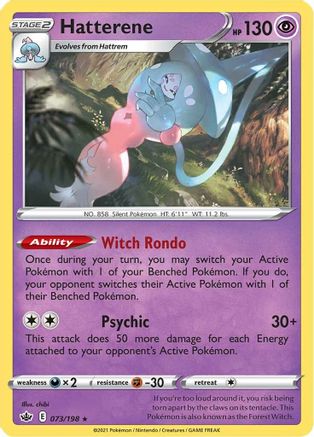 SWSH06 Chilling Reign  073/198 Hatterene  - Holofoil - Holo Rare