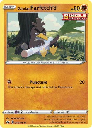 SWSH06 Chilling Reign  078/198 Galarian Farfetch'd  - Common
