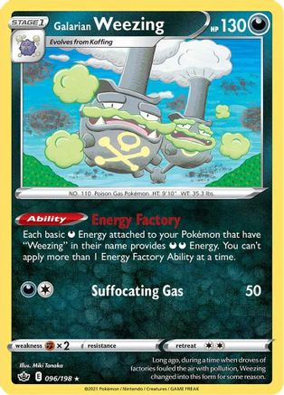 SWSH06 Chilling Reign  096/198 Galarian Weezing  - Rare