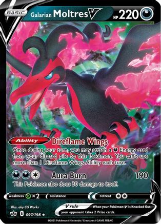 SWSH06 Chilling Reign  097/198 Galarian Moltres V  - Holofoil - Ultra Rare