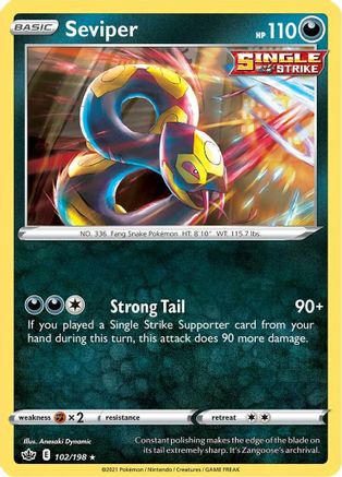 SWSH06 Chilling Reign  102/198 Seviper  - Reverse Holofoil - Rare
