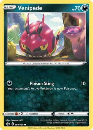 SWSH06 Chilling Reign  105/198 Venipede  - Common