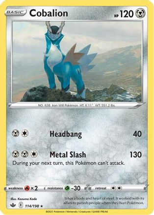 SWSH06 Chilling Reign  114/198 Cobalion  - Holofoil - Holo Rare